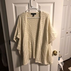 Cream short-sleeved cardigan with cutouts